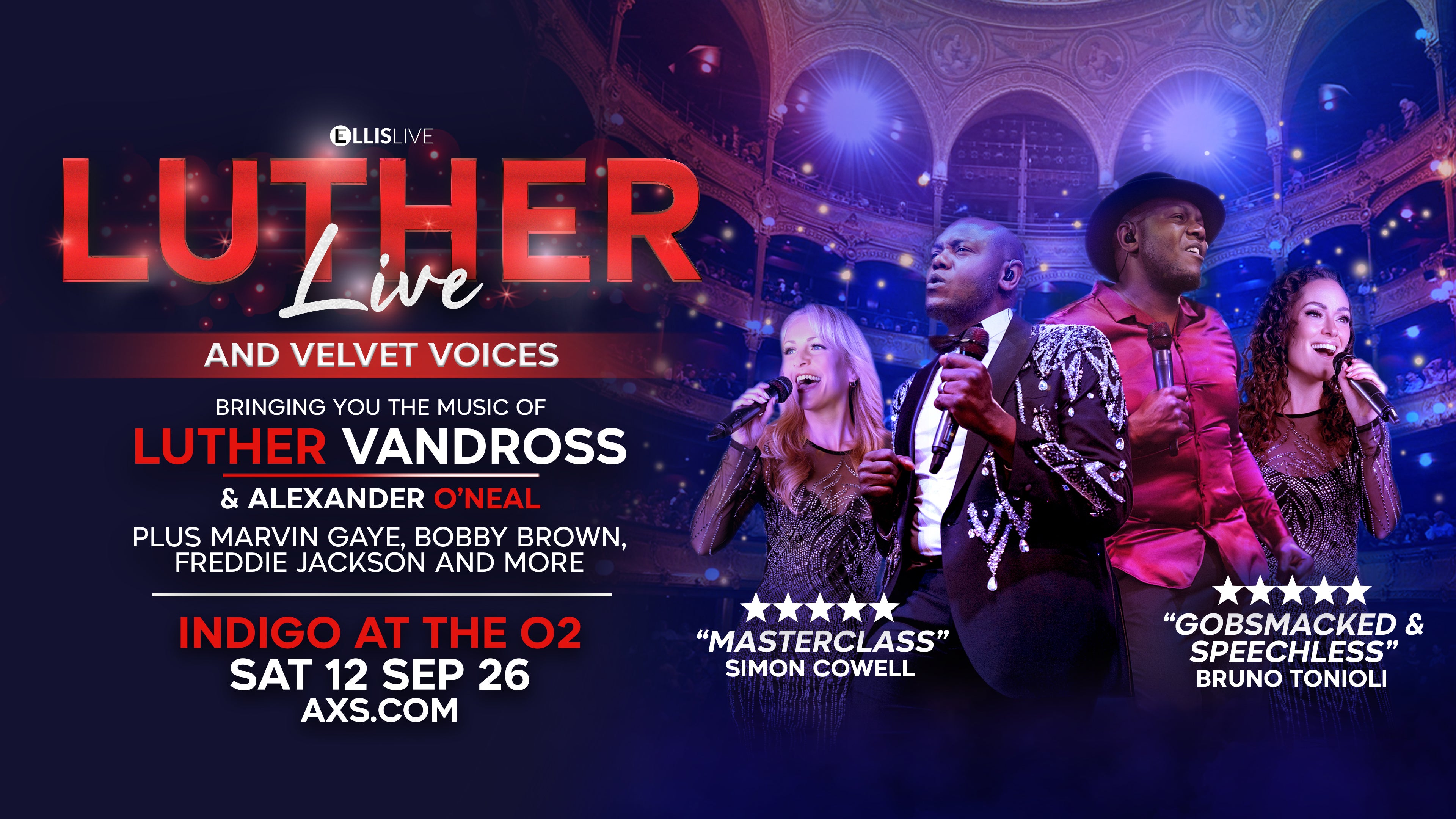 Luther Live & Velvet Voices - indigo at The O2 - 12 September 2026