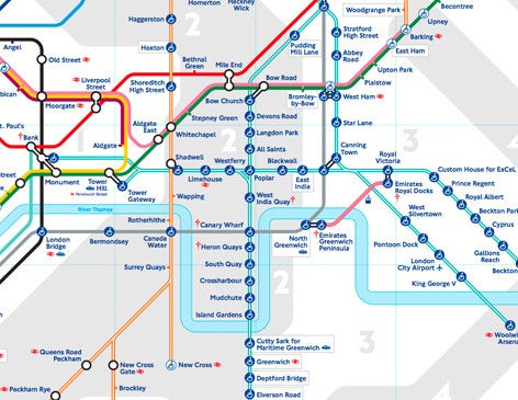 tube map line jubilee getting o2 station greenwich north theo2 zones